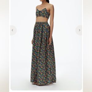 Tibi Sabine Floral Strapless Bralette and Pull-on Cocoon Skirt